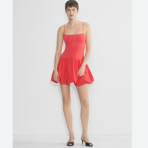 Aritzia Babaton Rolodex Micro Bubble Dress Contour Poplin Red Size Large - Picture 2 of 8